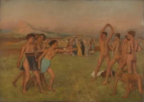 Young Spartans Exercising by Edgar Degas