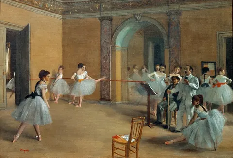 The Dance Foyer at the Opera on the rue Le Peletier by Edgar Degas