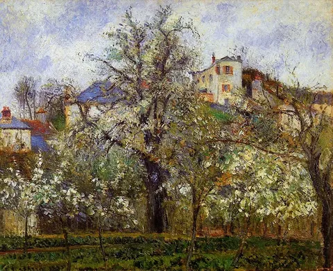 Kitchen Garden with Trees in Flower, Spring, Pontoise by Camille Pissarro