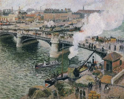 The Pont Boieldieu in Rouen, Rainy Weather by Camille Pissarro