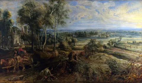 An Autumn Landscape with a View of Het Steen in the Early Morning by Peter Paul Rubens