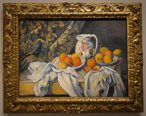 Still Life with a Curtain by Paul Cézanne