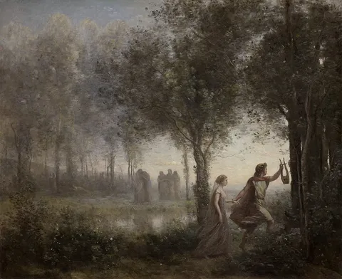 Orpheus Leading Eurydice from the Underworld by Jean-Baptiste-Camille Corot